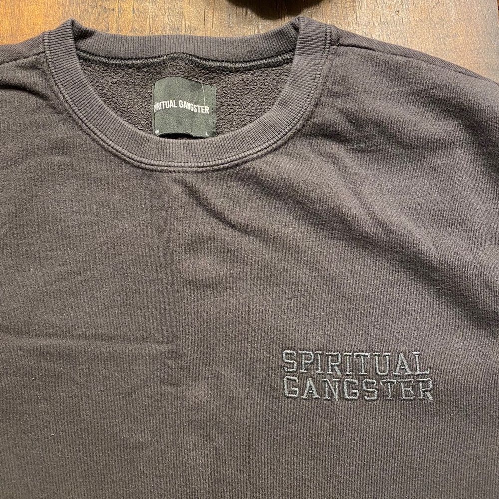Spiritual Gangster Black Crewneck Oversized- Large
